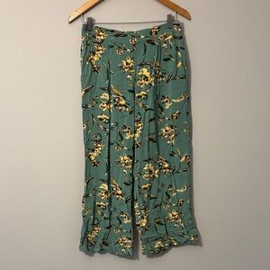 Elegant Floral Wide Leg Pants in Green